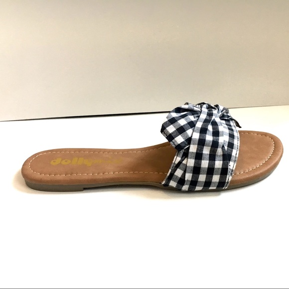 Last Few! Gingham retro bow slip on Sandal Mules - Picture 6 of 7